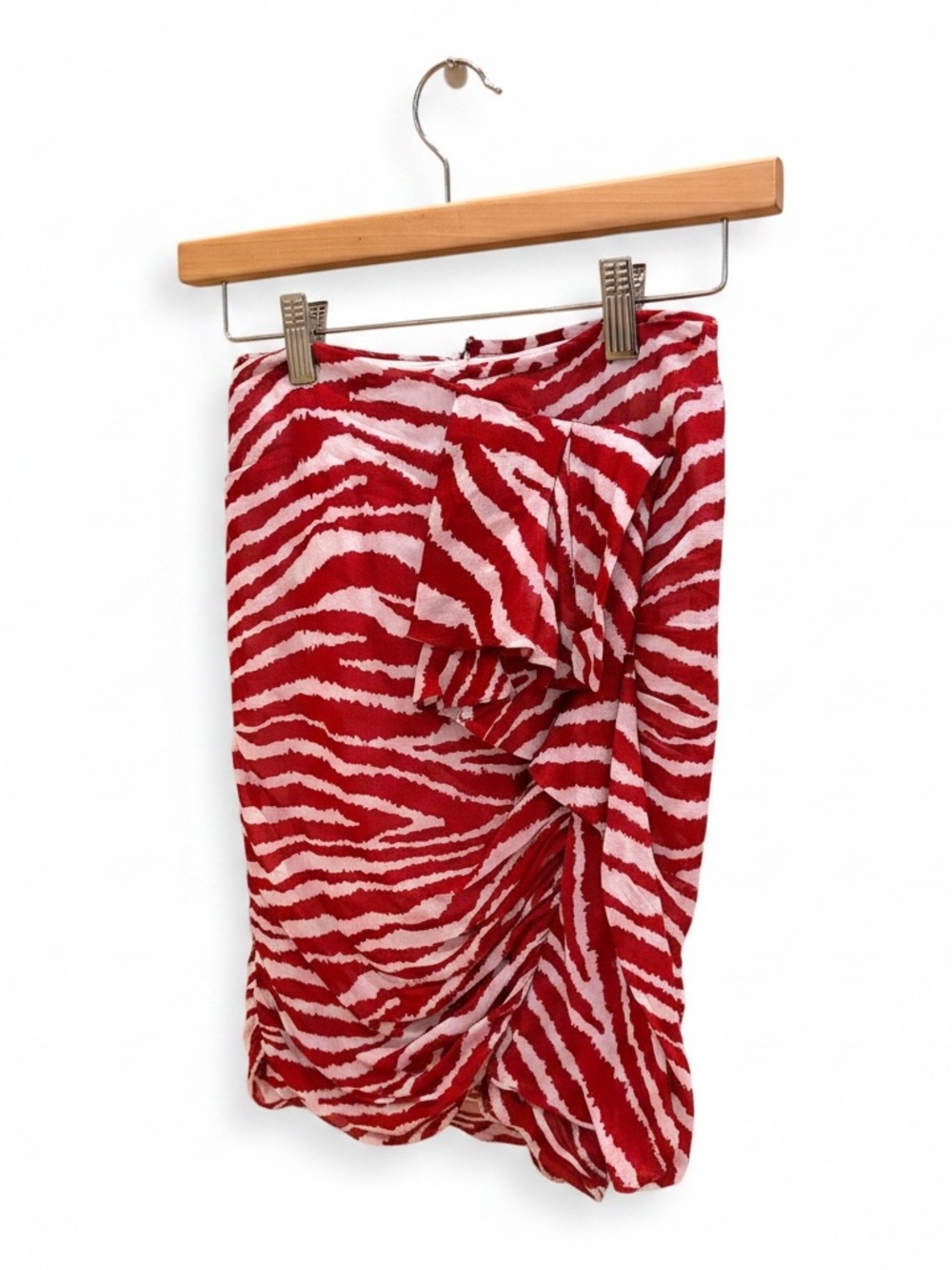Red and Pink Zebra Print Ruched Skirt